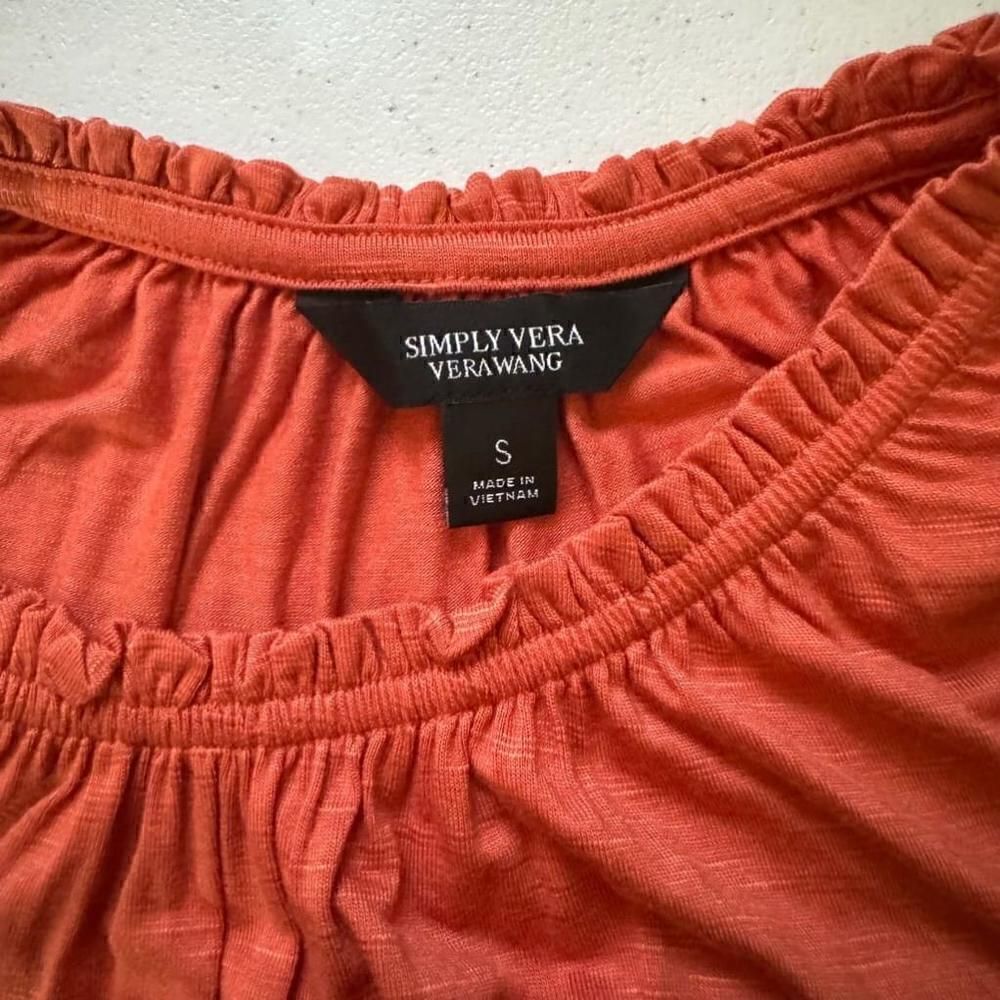 SIMPLY VERA VERA WANG women’s orange high ruffle neck sleeveless blouse - Picture 5 of 7